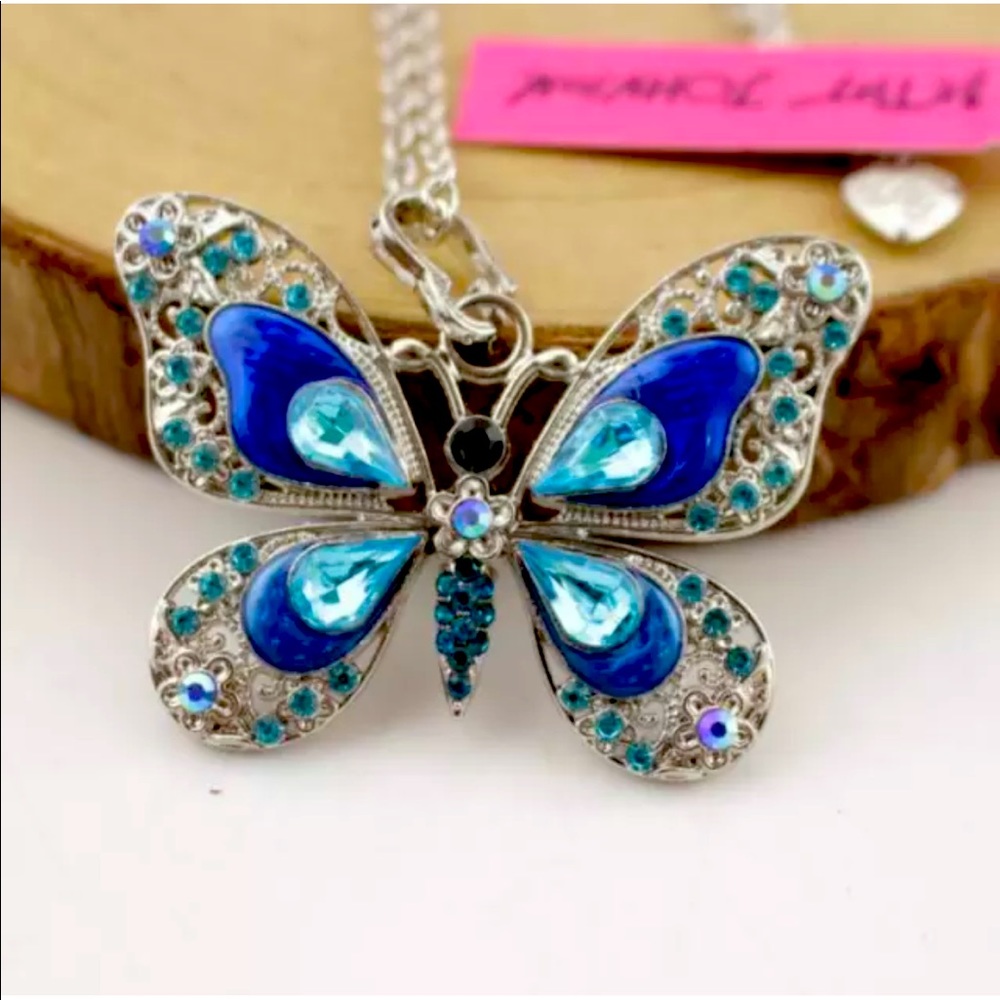 New BetseyJohnson Enamel Crystal Pendant Necklace
